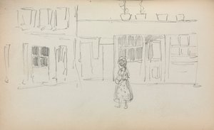 Carnet de croquis italien : Scène de rue avec une fille, page 159, 1898-1899