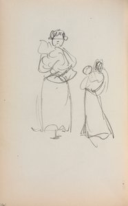 Carnet de croquis italien : Deux femmes debout tenant des nourrissons (page 140)
