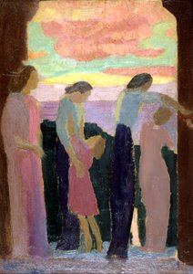 Marthe Denis et les enfants sur le balcon, vers 1900-1940