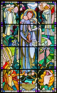 Musée Maurice Denis, Saint-Germain-en-Laye, France, Maurice Denis, Vierge et enfant vitrail (vitrail) - Maurice Denis