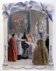 Scène de baptême noble du 18ème siècle, c.1900 (illustration)