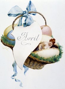 Avril « La Chanson du mois » par Jérôme Doucet, illustration - Maurice Leloir, éd. Reims 1904. L. Michaud