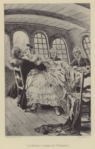 Dîner à bord du navire (gravure)