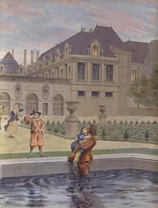 Chute du jeune Louis XIV dans le bassin du Palais-Royal - Maurice Leloir