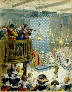 Histoire de France : Un bal à la cour du roi Louis XIII (1601-1643) avec la reine Marie de Médicis (1575-1642) et le cardinal Richelieu (Armand Jean du Plessis)