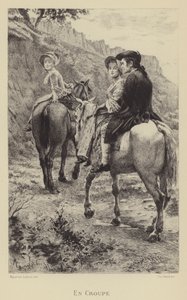 Jean-Jacques Rousseau et deux jeunes femmes en voyage à cheval - Maurice Leloir