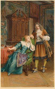 Molière lit une nouvelle pièce à Armande Bejart (illustration) - Maurice Leloir
