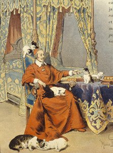 Le Cardinal joue avec ses chats qu