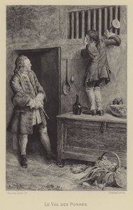 Le vol des pommes (gravure) - Maurice Leloir