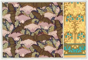 Dessins pour une tenture murale avec chauves-souris et coquelicots, pub. 1897