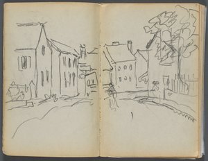 Sketchbook- The Granite Shore Hotel, Rockport, page 004  5 : Scène de rue - Maurice Prendergast