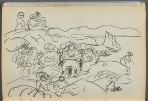 Sketchbook- The Granite Shore Hotel, Rockport, page 096 : Pique-niqueurs - Maurice Prendergast