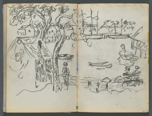 Sketchbook, The Dells, N° 127, page 162  163 : Vue du port - Maurice Prendergast
