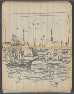 Carnet de croquis, page 056 57 : Vue de voiliers