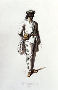 Personnage de Brighella en 1570. Maurice Sand "Masques et Bouffons" Paris 19ème siècle. (Maurice Sand était le fils de George Sand). - Maurice Sand
