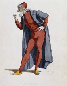 Costume et personnage de théâtre: Pantalone (Pantalon, docteur) Tiré de «Masques et bouffons» (comédie italienne), texte et dessins par Maurice Sand, gravures par A. Manceau, préface de Georges Sand, Paris, Michel Lévy Frères - Maurice Sand