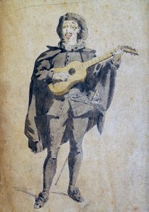 Scaramouche, illustration de Maurice Sand, gravure de Commedia dell