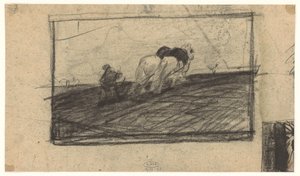Esquisse de chevaux labourant
