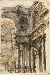 Fantaisie architecturale (recto); Détails architecturaux (verso) - Mauro Antonio Tesi