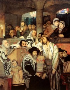Juifs priant dans la synagogue pour Yom Kippour