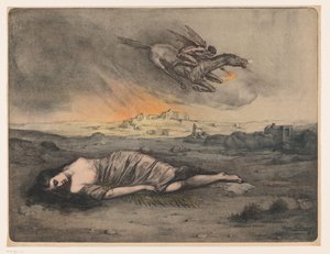 Femme couchée et cavalier volant avec une torche - Max Alexander Alandt (signed by artist)