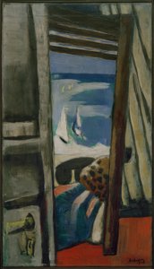 Vue sur la mer, rouge, gris, bleu