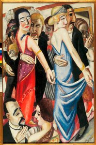 Danse à Baden Baden (Allemagne). Description de couples en habit de soirée, aux regards tristes