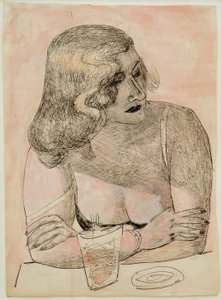 Jeune femme avec verre