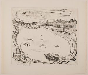 Paysage de la rivière Main, plaque 6 du portfolio « Visages » - Max Beckmann