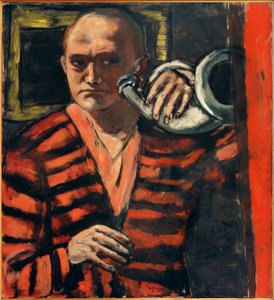 Autoportrait avec corne - Max Beckmann