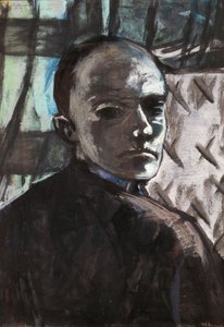Autoportrait avec rideau vert