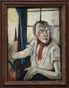 Autoportrait avec écharpe rouge - Max Beckmann
