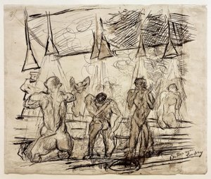 Bain de soldats – soldats sous la douche - Max Beckmann