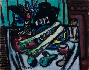 Nature morte avec bouteille de Chianti et céleri - Max Beckmann
