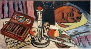 Nature morte avec chandelier en argent (Nature morte avec chats)