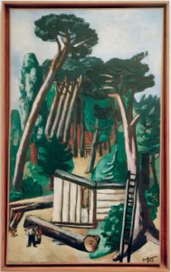 Paysage forestier avec bûcherons