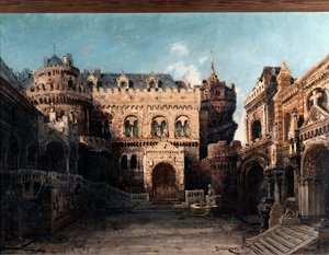 Décor de « Lohengrin », opéra romantique en trois actes. Scénographie de Bruckner