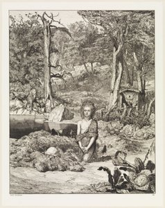 Simplicius sur la tombe de l’ermite (Intermezzi, Opus IV, planche 8) - Max Klinger
