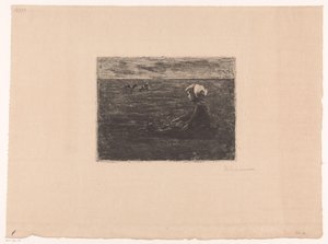 Jeune bergère assise dans le champ