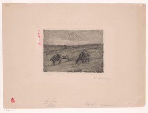 Paysage avec chèvres paissant