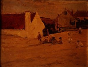 Enfants Jouant dans un Village