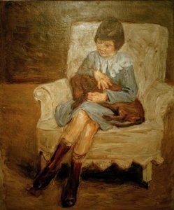 La petite-fille de Liebermann avec un teckel sur les genoux - Max Liebermann