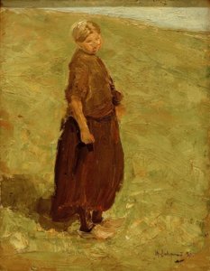 Fille sur la dune, debout vers la droite