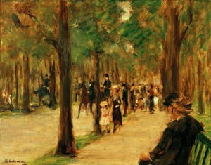 Promenade dans le Tiergarten avec des promeneurs et un cheval - Max Liebermann