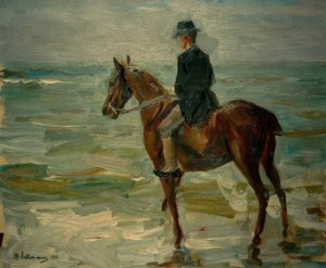 Cavalier au bord de la mer vers la gauche - Max Liebermann