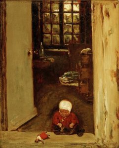 Enfant jouant à la porte - Max Liebermann