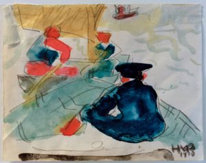 Pêcheurs assis dans leur bateau - Max Pechstein