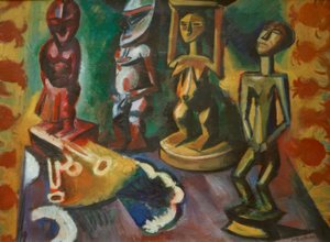 Nature morte avec sculptures exotiques - Max Pechstein