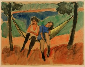 Zwei Mädchen in der Hängematte II von Max Pechstein