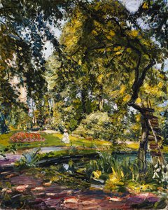 Jardin à Godrammstein avec un arbre tordu et un étang, 1910 - Max Slevogt
